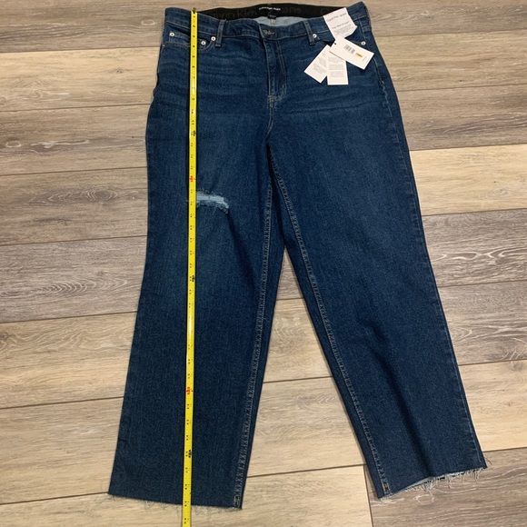 PR: Distressed Calvin Klein High Rise Straight Jeans With Raw Hem Dark - Picture 7 of 14